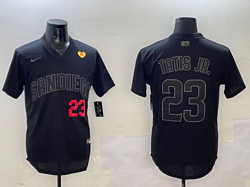 Men San Diego Padres 23 Tatis jr Black Throwback Game 2025 Nike MLB Jersey style 8